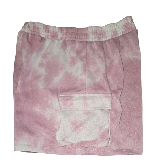 🌸 Love Streak Pink & White Tie-Dye Shorts w/ Pockets – Size Large - Picture 2 of 4